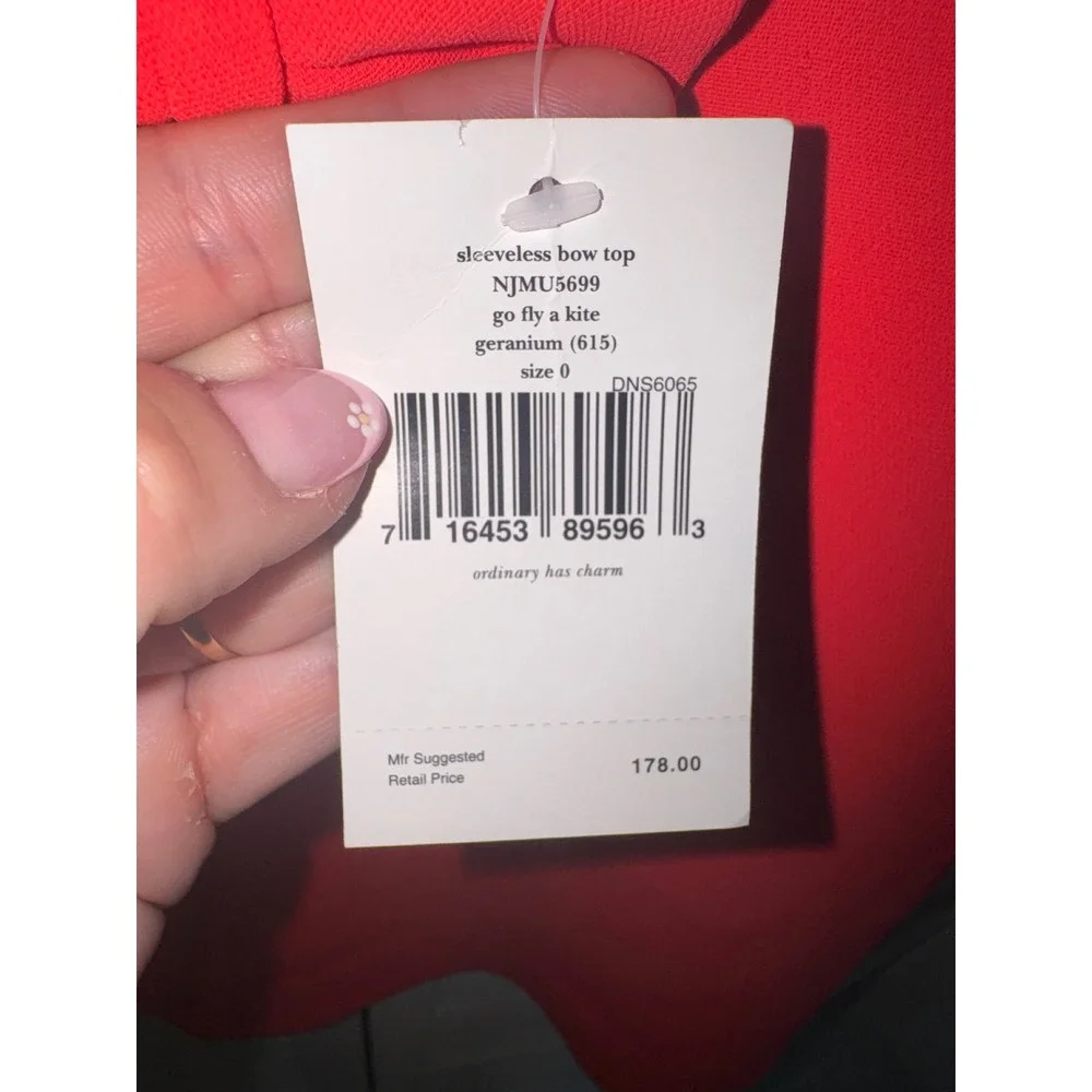 Kate Spade Sleeveless Bow Top Women Geranium Red Keyhole NJMU5699 Size 0